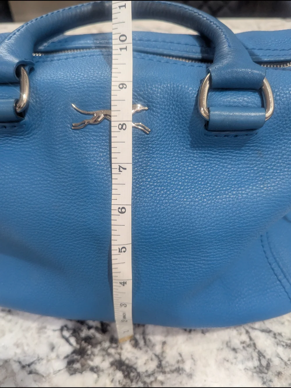Bimba Y Lola Women's Blue Leather Handbag Purse With Silver Hardware